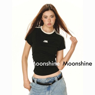 Moon เสื้อครอป เสื้อแฟชั่นผู้หญิง y2k สีพื้น สําหรับผู้หญิง ใส่ไปคลับ ปาร์ตี้ 2023 NEW 23071122