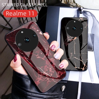 เคสโทรศัพท์มือถือกระจกนิรภัย แบบแข็ง ลายหินอ่อน สําหรับ Realme 11 pro plus 11proplus 11pro+ Realme11pro Realme11