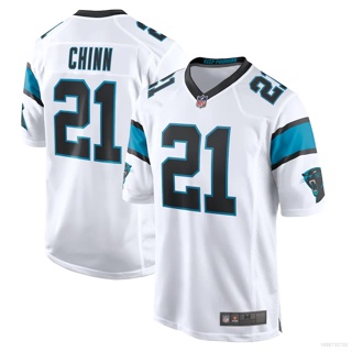 Qy NFL เสื้อกีฬาแขนสั้น ลายทีมชาติฟุตบอล Carolina Panthers Jeremy Chinn No.21 ชุดเหย้า สีขาว