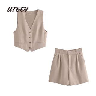 Uibey เสื้อกั๊กแฟชั่น อเนกประสงค์ + กางเกงขาสั้น 2498