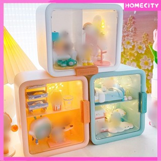 [พร้อม] เหมาะสำหรับ Dimoo Home Display Box Bubble Mart Blind Box Hand-made Scene Storage Rack Cabinet Transparent Food Play Decoration Box