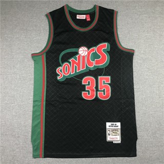 Mitchell &amp; Ness NBA Seattle SuperSonics ที่ไม่เหมือนใคร #35 เสื้อกีฬาบาสเก็ตบอล Jack Durant สีดํา สําหรับผู้ชาย 647721