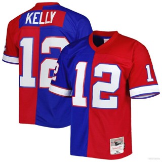 ใหม่ เสื้อยืดลําลอง แขนสั้น พิมพ์ลาย NFL Baltimore Ravens Jersey Jim Kelly No.12 สไตล์เรโทร เหมาะกับการเล่นกีฬา