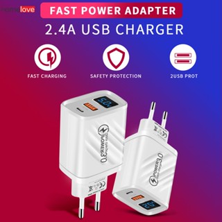 Usb+type-c Digital Display Charger 5v2.4a European Standard American Standard British Standard หัวชาร์จโทรศัพท์มือถือ Pd+หัวชาร์จ usb homelove