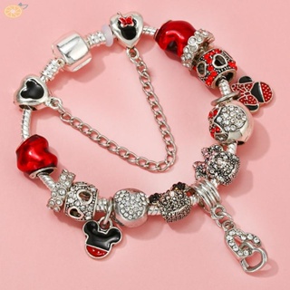 【VARSTR】Bracelet Silver And Painted Beaded Charm Beads Crystal Heart Perfect Gift