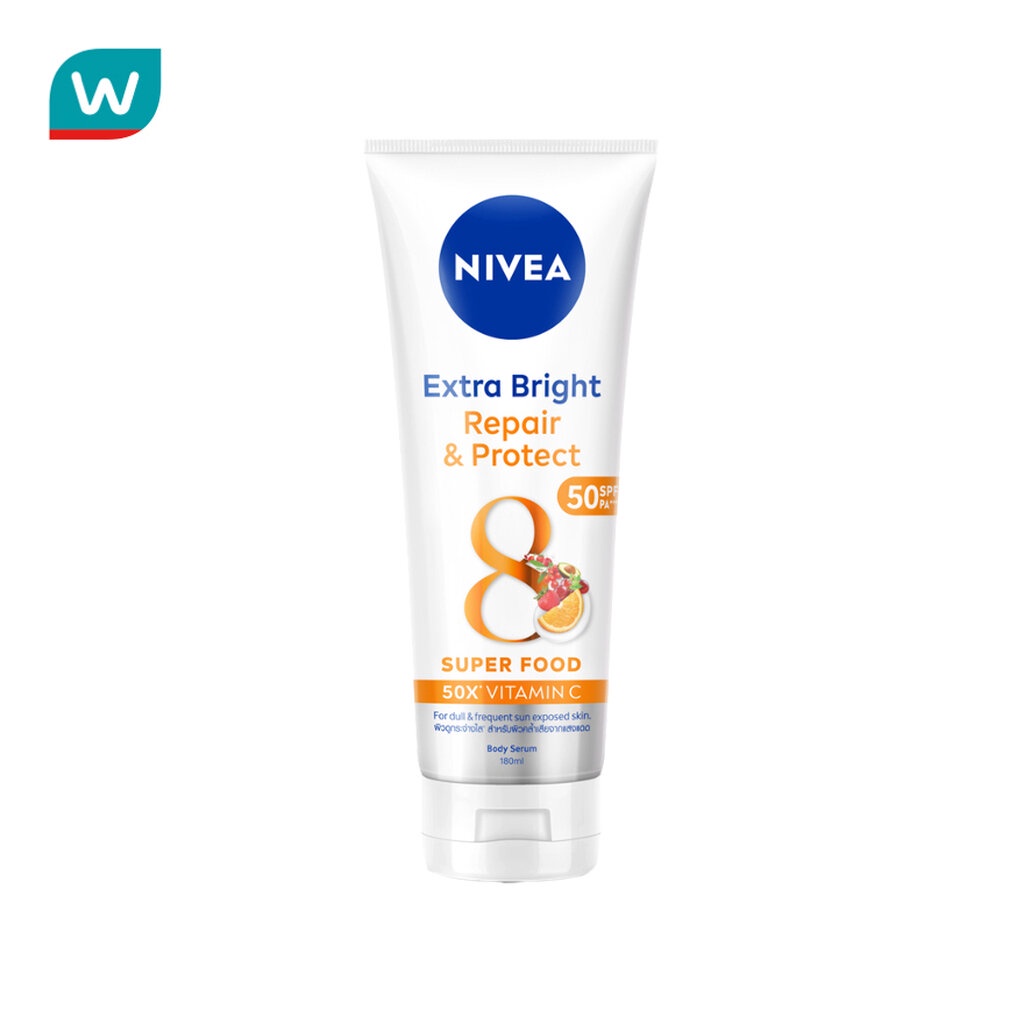 ซื้อ Nivea นีเวีย เอ็กซ์ตร้า ไบรท์ รีแพร์ แอนด์ โพรเทค บอดี้ เซรั่ม เอสพีเอฟ50 พีเอ+++ 180 มล.