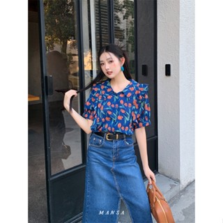 MANSA womens floral shirt เสื้อลายดอก โอเวอร์ไซส์ เสื้อเชิ้ต