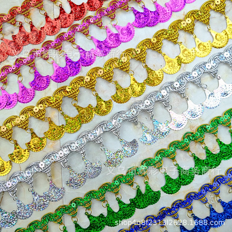 พร้อมส่ง จี้เลื่อมลูกไม้ รูปพัด ยาว 9 เมตร อุปกรณ์เสริม สําหรับตกแต่งเสื้อผ้า