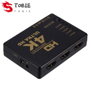 Tobie สวิตช์ HDMI 5x1 เข้าได้กับ 4K * 2K เข้า 5 ออก 1 ตัวรับสัญญาณอินฟราเรด HD พร้อมรีโมต สําหรับเครื่องเล่น DVD ดิจิทัล HDTV จอแสดงผลพลาสม่า ตัวรับสัญญาณเสียง วิดีโอ