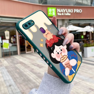 เคสโทรศัพท์มือถือแบบแข็ง ใส กันกระแทก ลายการ์ตูนเด็กผู้หญิงชานม มีลายด้านข้าง สําหรับ OPPO F9 F9 Pro A7x Realme U1 2 Pro