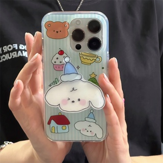 ใหม่ เคสโทรศัพท์มือถือ ซิลิโคน กันกระแทก ลายการ์ตูนลูกสุนัขน่ารัก สองชั้น พร้อมที่ตั้งวาง สีฟ้า สําหรับ Iphone 14 12 11 13 pro max 14promax 14 13Pro 11 12