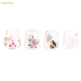 Cooltoy ขายดี แก้วใส ขนาดเล็ก สําหรับตกแต่งบ้านตุ๊กตา 4 ชิ้น ต่อชุด