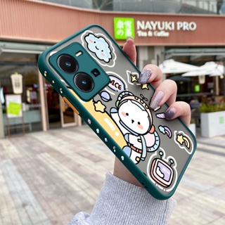 เคสโทรศัพท์มือถือแบบแข็ง ใส กันกระแทก ลายการ์ตูนอวกาศ มีลายด้านข้าง สําหรับ vivo Y35