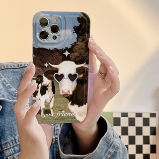 เคสป้องกันโทรศัพท์มือถือ แบบนิ่ม ลายวัวน่ารัก กันกระแทก สําหรับ Iphone 14promax 13 14 12 11