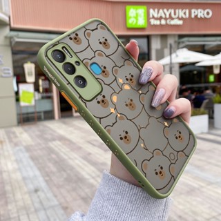 สําหรับ Tecno Pova 3 Pova Neo เคสการ์ตูนหมีน่ารัก บาง ขอบสี่เหลี่ยม ดีไซน์ใหม่ กันกระแทก ฝ้า ใส เคสโทรศัพท์แข็ง