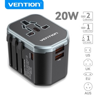 Vention อะแดปเตอร์ปลั๊กชาร์จติดผนัง PD 20W All in One สําหรับ USA EU AUS UK