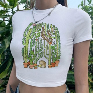 Plants Love fairy grunge 2000s เสื้อครอปท็อป มังงะ แฟชั่นเกาหลี เสื้อครอป กรันจ์ นางฟ้า