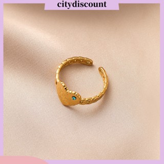 &lt;citydiscount&gt; แหวนแต่งงาน รูปหัวใจ ประดับอัญมณีเทียม ปรับได้ สีฟ้า สําหรับผู้หญิง งานพรอม ปาร์ตี้