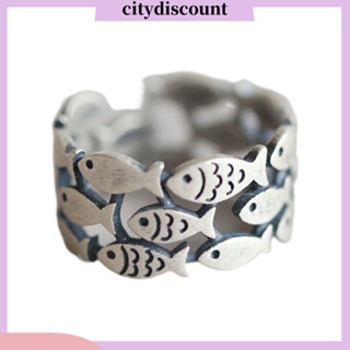 &lt;citydiscount&gt; แหวนโลหะ รูปปลาน่ารัก ปรับได้ สีเงิน เหมาะกับของขวัญวันเกิด แฟชั่นสําหรับผู้หญิง