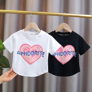 【Girl Tshirt】เสื้อยืดคอกลม แขนสั้น พิมพ์ลาย สไตล์เกาหลี สําหรับเด็กผู้หญิง (3-15 ปี)