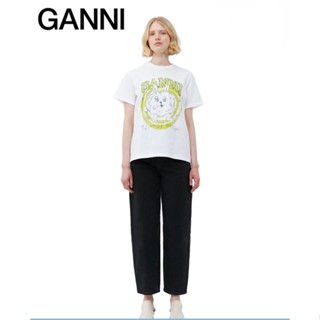 [สินค้าใหม่] Ganni เสื้อยืดคอกลม แขนสั้น พิมพ์ลายกระต่าย ร็อค สีขาว สําหรับผู้หญิง3593151