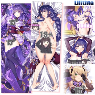 ปลอกหมอน พิมพ์ลายการ์ตูนอนิเมะ Dakimakura Genshin Impact Raiden Shogun and Fischl Game แฮนด์เมด