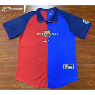 (Retro) เสื้อกีฬาแขนสั้น ลายทีมชาติฟุตบอล Barcelona Home 100th Anniversary Edition 1899