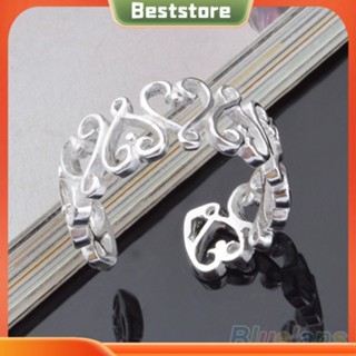 Beststore|  แหวนชุบเงิน รูปหัวใจ แบบเปิดนิ้ว ของขวัญวันวาเลนไทน์ สําหรับผู้หญิง