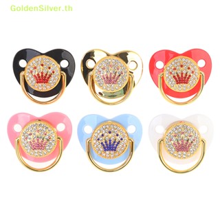 Goldensilver จุกนมหลอกเด็ก รูปมงกุฎ ประดับพลอยเทียม สีเงิน สีทอง