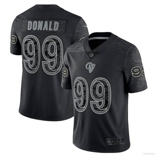 ใหม่ NFL Los Angeles Rams Jersey Aaron Donald RFLCTV Limited เสื้อยืดลําลอง แขนสั้น คอกลม พลัสไซซ์ เหมาะกับการเล่นกีฬา สําหรับผู้ชาย