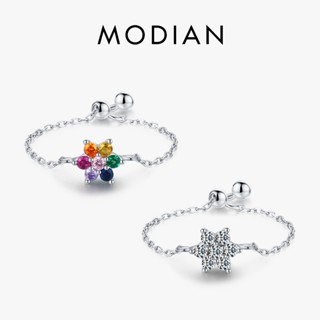 Modian แท้ แหวนเงินแท้ 925 สีรุ้ง ปรับได้ เครื่องประดับแฟชั่น สําหรับผู้หญิง