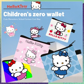 SANRIO กระเป๋าสตางค์ กระเป๋าใส่เหรียญ ขนาดเล็ก แบบพกพา ลายการ์ตูน Hello Kitty น่ารัก แบบมีซิป ของแท้ สําหรับผู้หญิง