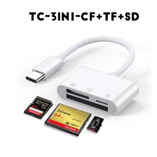 USB-C 3in1  Card reader เครื่องอ่านการ์ด Type-C to TF + CF + SD card reader, SD 4.0 UHS-II เครื่องอ่านการ์ด USB 3.0 Compact Flash Card Reader สําหรับการ์ด SDXC SDHC TF UHS-I [ไม่รวมการ์ด] เครื่องอ่านการ์ด OTG Type C สําหรับแท็บเล็ตโทรศัพท์ Android