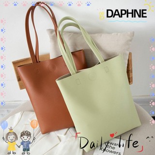 Daphne กระเป๋าสะพายไหล่ กระเป๋าช้อปปิ้ง หนัง PU นิ่ม ความจุขนาดใหญ่ สีพื้น เรียบง่าย สําหรับผู้หญิง