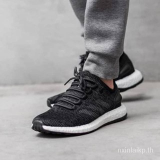 Adidas PURE BOOST "BLACK WHITE" สําหรับผู้ชาย คุณภาพดี