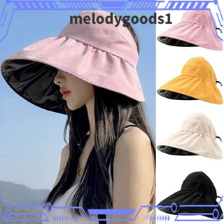 Melodygoods1 หมวกบักเก็ต ผู้หญิง ป้องกันรังสียูวี กลางแจ้ง หมวกปานามา หมวกบังแดด พับได้