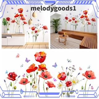 Melodygoods1 สติกเกอร์ติดผนัง PVC ลายดอกไม้สีแดง 70 ซม. X110 ซม. สําหรับตกแต่งบ้าน