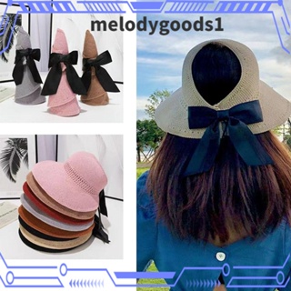 MELODYGOODS1 หมวกปีกกว้าง หมวกชายหาด ป้องกันรังสียูวี แฟชั่นฤดูร้อน สําหรับผู้หญิง