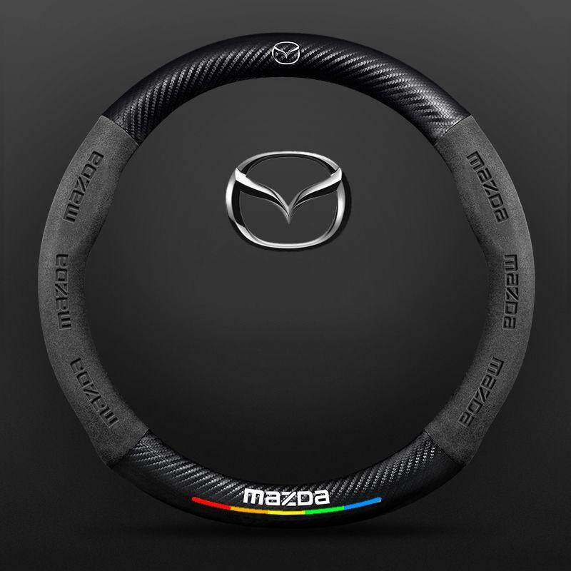 ปลอกหนังหุ้มพวงมาลัย คาร์บอนไฟเบอร์ 3D สําหรับ Mazda CX-30 CX-8 Mazda3 CX-3 CX-9 Mazda6 CX-5 Mazda2