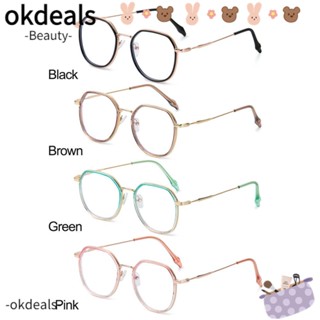 OKDEALS แว่นตา กรอบโลหะ ป้องกันรังสียูวี สีฟ้า น้ําหนักเบา สําหรับผู้หญิง