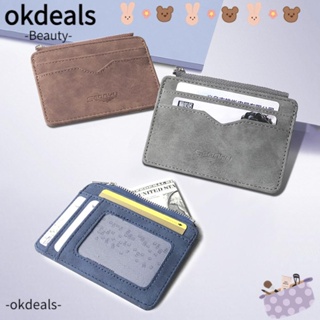 OKDEALS กระเป๋าสตางค์ หนัง PU ใส่บัตรเครดิตได้หลายใบ สําหรับผู้ชาย