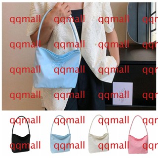 Qqmall ตัวอักษร ไนลอน ใต้วงแขน กระเป๋าโท้ท ปักลาย กระเป๋าสะพายไหล่ กระเป๋าถือ สไตล์เกาหลี เรียบง่าย สําหรับเด็กผู้หญิง