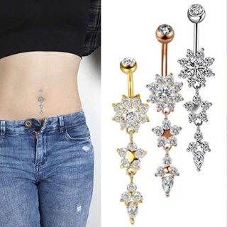 New Belly Bars Navel Button Bar Ring Gem Dangle Dangly Body Piercing Jewellery