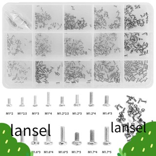 LANSEL ชุดสกรูเหล็กคาร์บอน ขนาดเล็ก สําหรับซ่อมแซมไฟฟ้า M1 M1.2 M1.4 M1.6 M1.7 สีเงิน 800 ชิ้น|สกรู สําหรับแว่นกันแดด