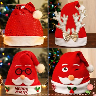 Peonypavilion หมวกคริสต์มาส ผ้ากํามะหยี่ขนนิ่ม ลาย Merry Christmas สไตล์คลาสสิก