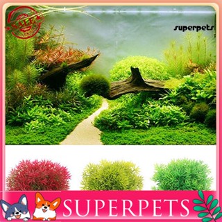 Superpets หญ้าเทียม พลาสติก สีเขียว สําหรับตกแต่งตู้ปลา