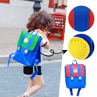 เด็กอายุ 3-5 ปี กระเป๋านักเรียนอนุบาลเด็กชายและเด็กหญิงการ์ตูน Super Mario Bros Backpack