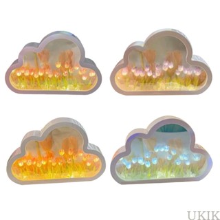 Uki โคมไฟกลางคืน รูปดอกทิวลิป ก้อนเมฆ DIY สําหรับตกแต่งห้องนอนเด็ก