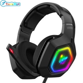 Onikuma K10 หูฟังเล่นเกม Rgb Lights ตัดเสียงรบกวนไมโครโฟนชุดหูฟังแบบมีสาย