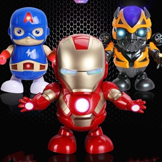 ใหม่ โมเดลหุ่นยนต์การ์ตูน Marvel Iron Man Music Dance Robot มีไฟ LED ของเล่นสําหรับเด็ก [RAIN]